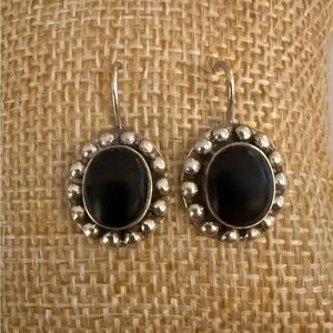 Onyx Earrings Sterling Silver Signed Thailand